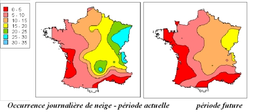 Occurrence journalière de neige - période actuelle / période future